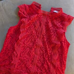 Adiva Vibrant Red Lace Top